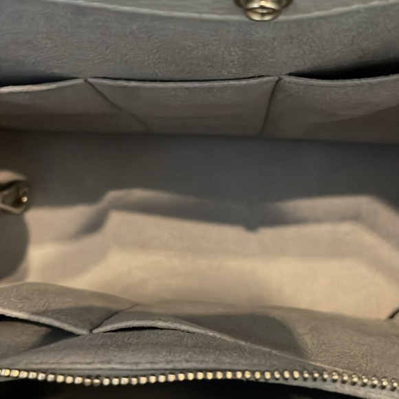 Senreve Maestra Satchel Bag Dolce Ice Blue Pebbled Leather Silver - Picture 8 of 8